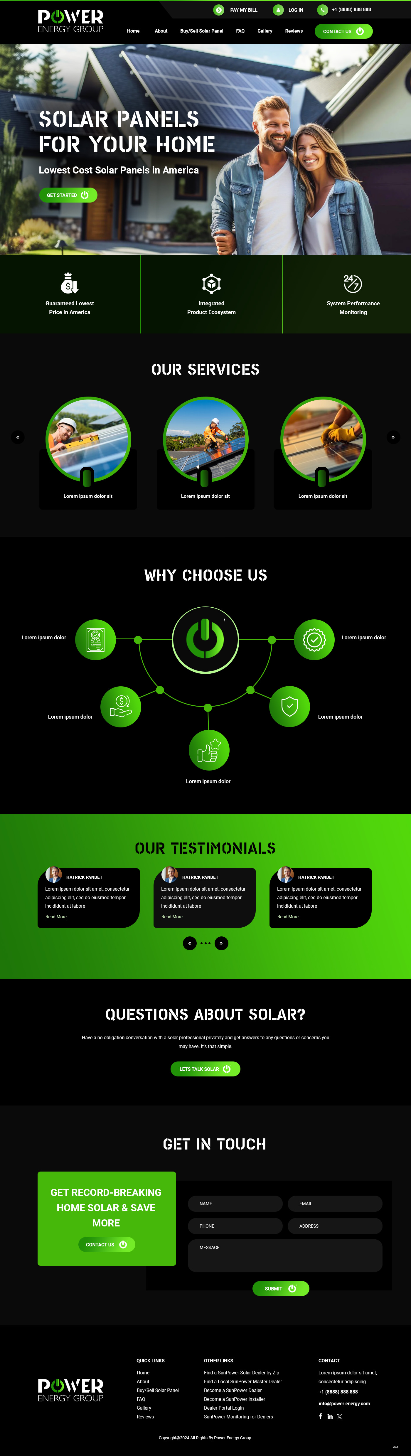 Solar contractor website example by One Eleven Web Design