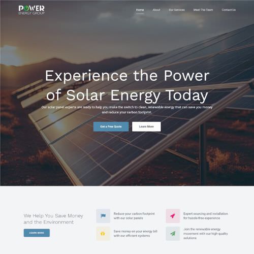 Solar contractor website example by One Eleven Web Design