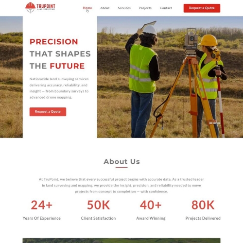 Surveyor website example by One Eleven Web Design