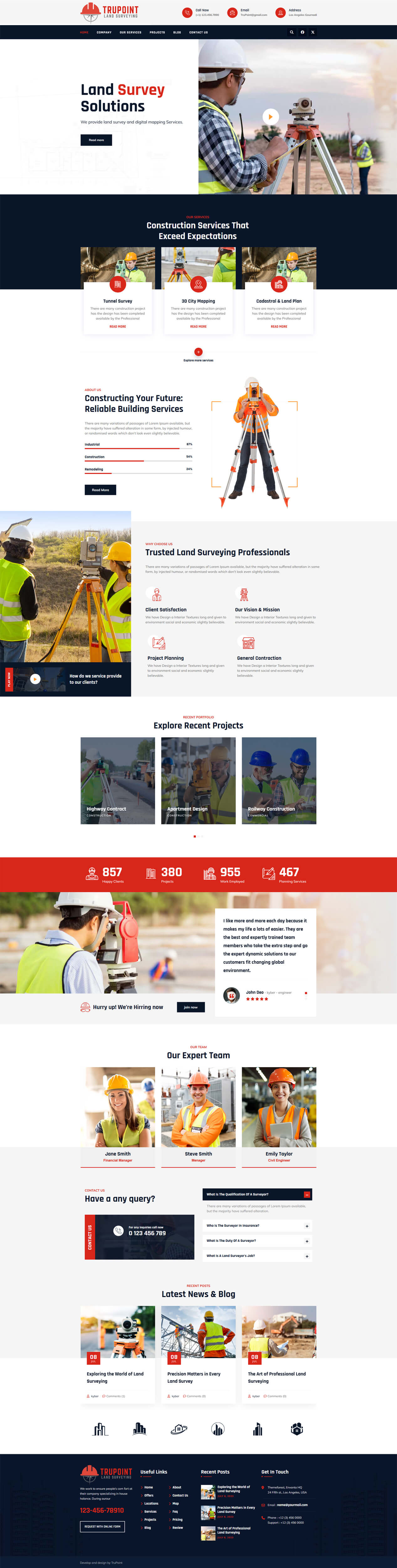 Surveyor website example by One Eleven Web Design