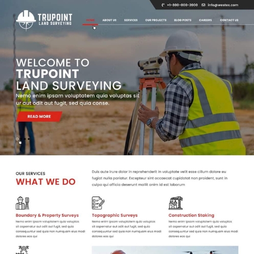 Surveyor website example by One Eleven Web Design