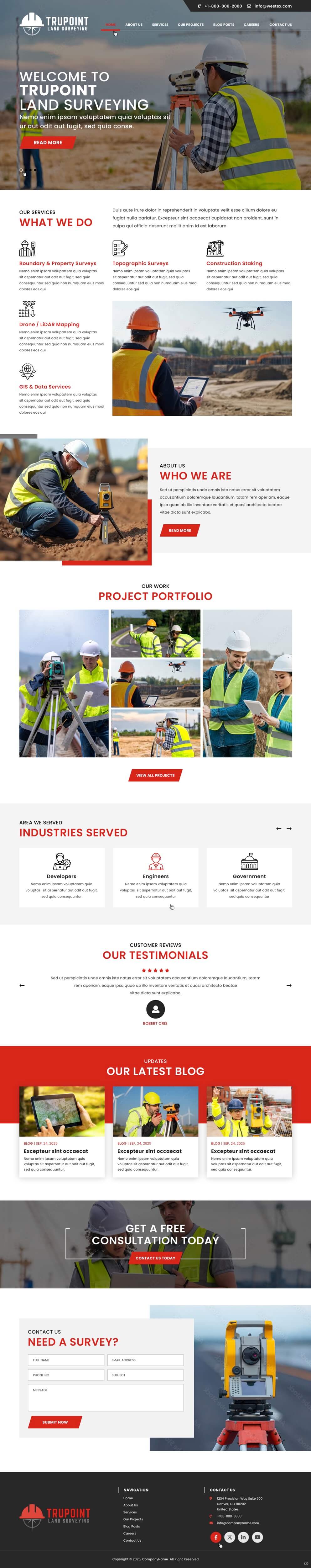 Surveyor website example by One Eleven Web Design