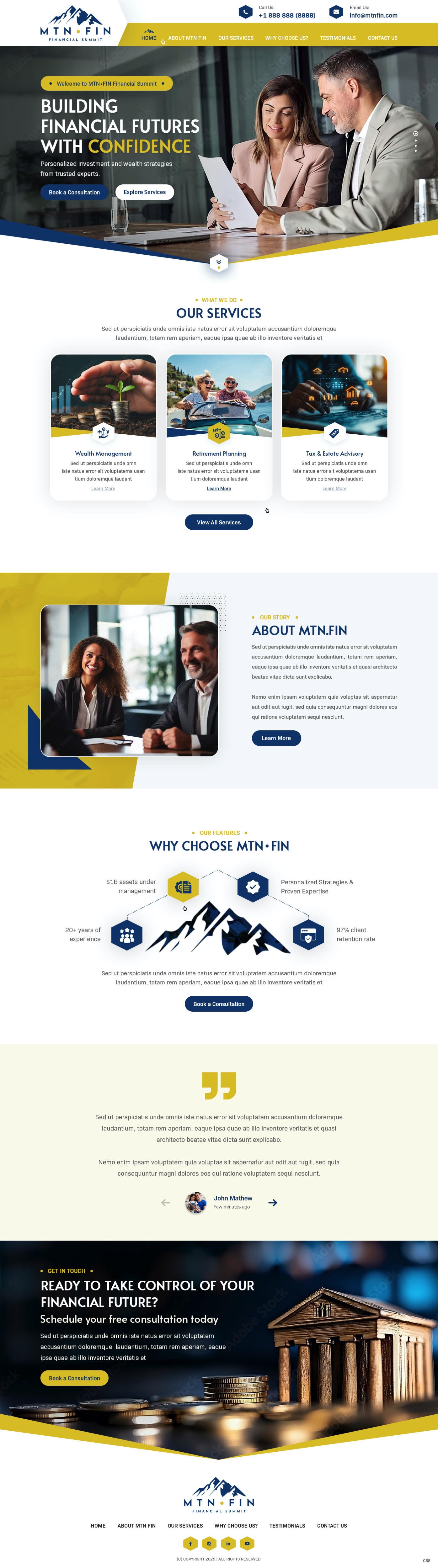 Financial advisors website example by One Eleven Web Design