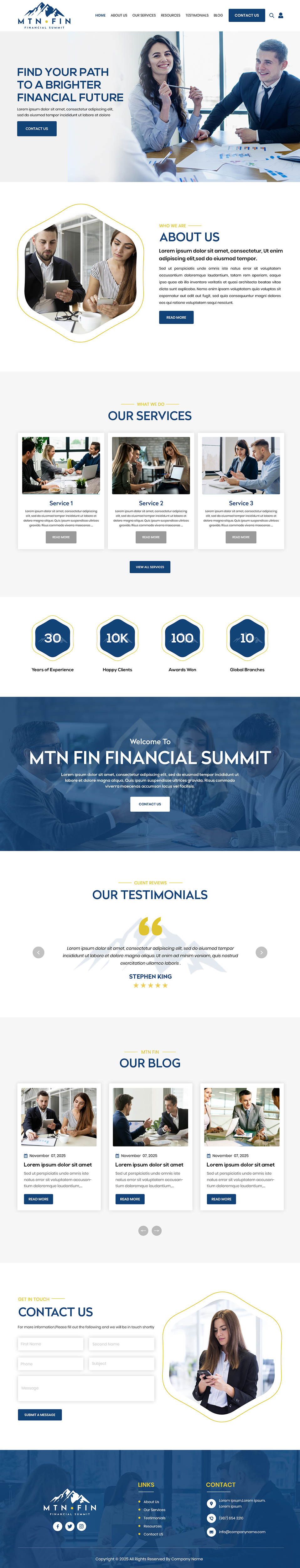 Financial advisors website example by One Eleven Web Design