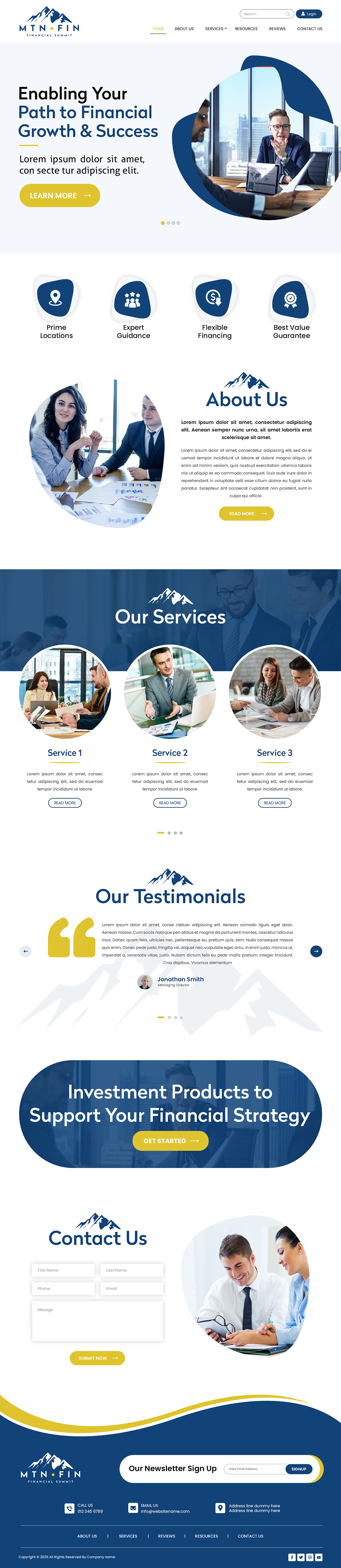 Financial advisors website example by One Eleven Web Design