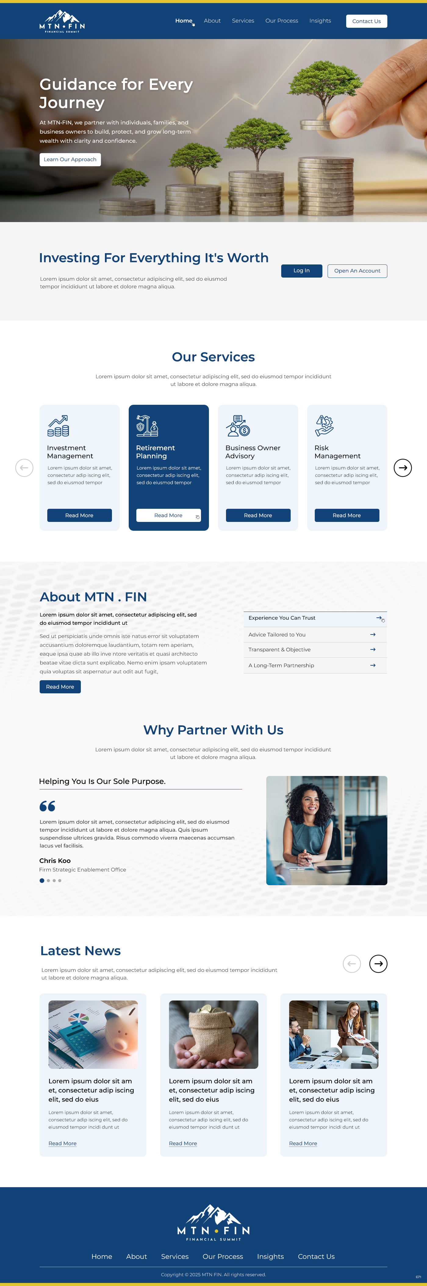 Financial advisors website example by One Eleven Web Design
