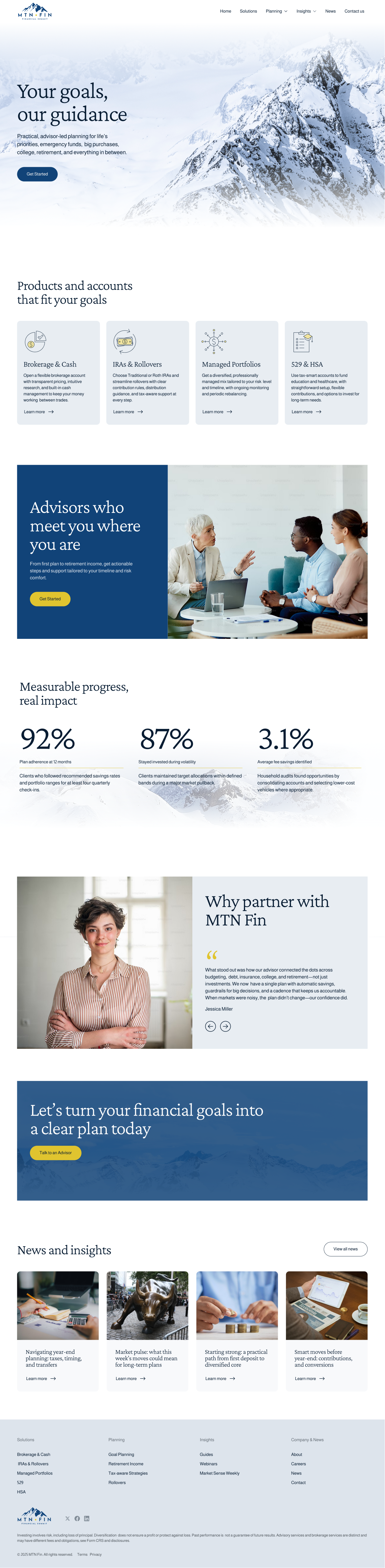 Financial advisors website example by One Eleven Web Design
