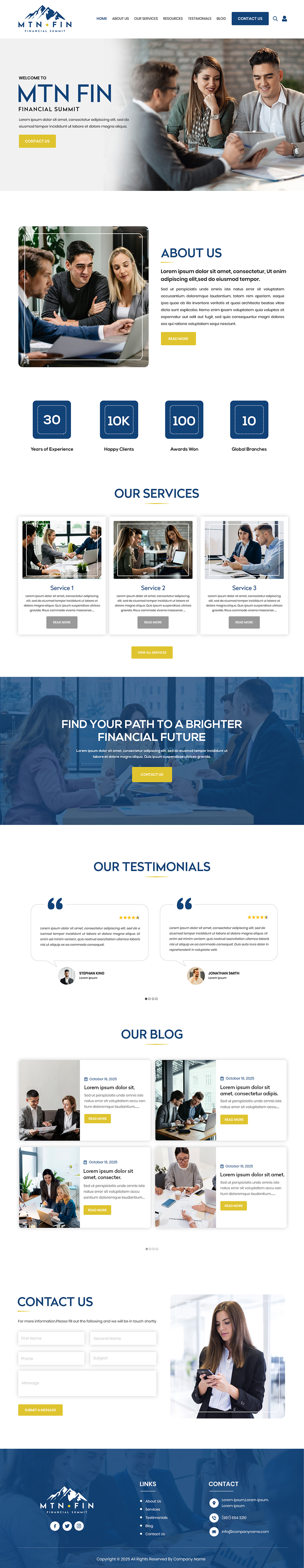 Financial advisors website example by One Eleven Web Design