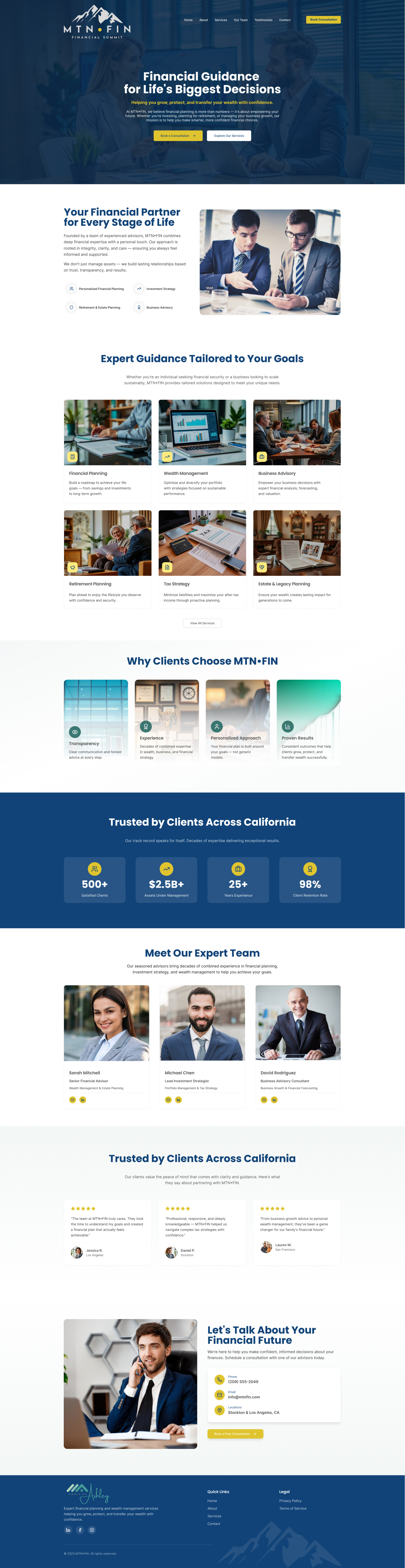 Financial advisors website example by One Eleven Web Design