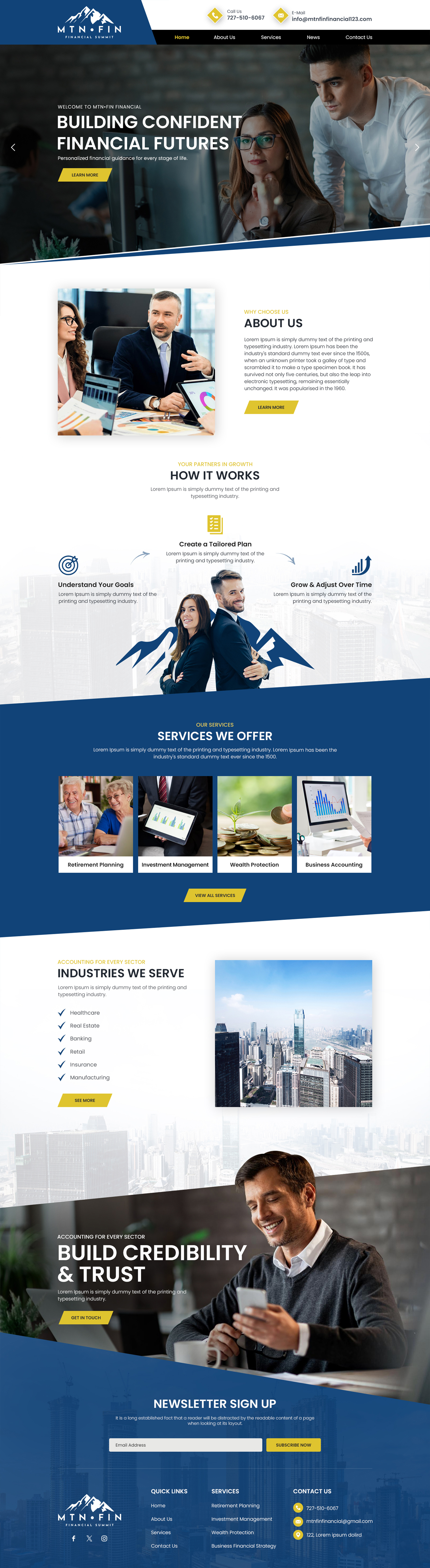Financial advisors website example by One Eleven Web Design