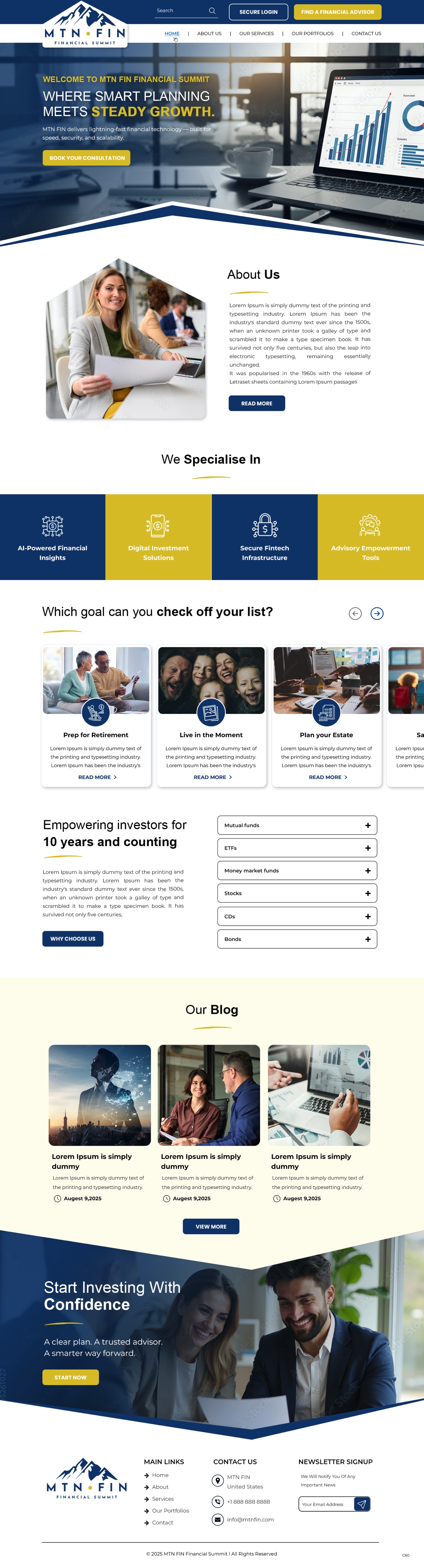 Financial advisors website example by One Eleven Web Design