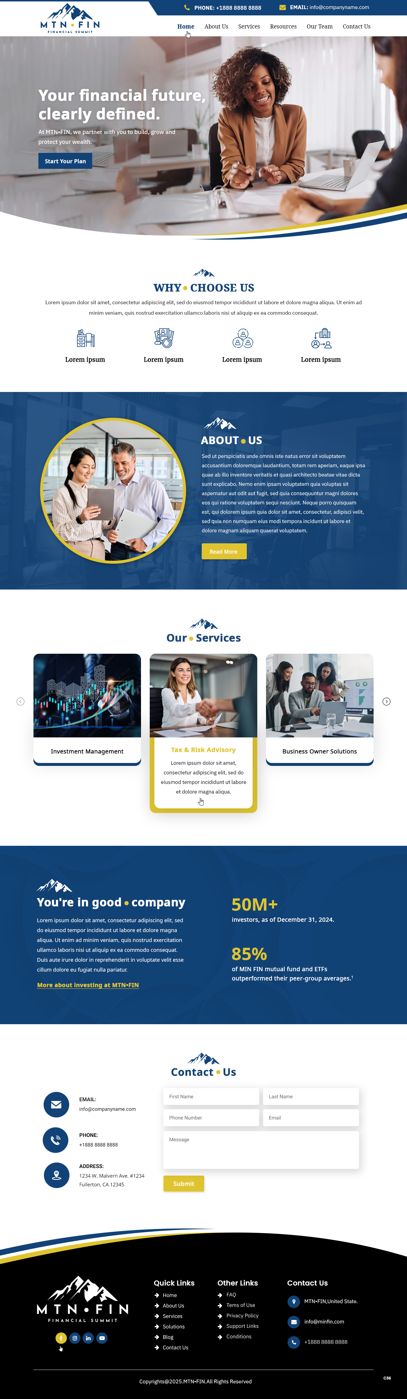 Financial advisors website example by One Eleven Web Design