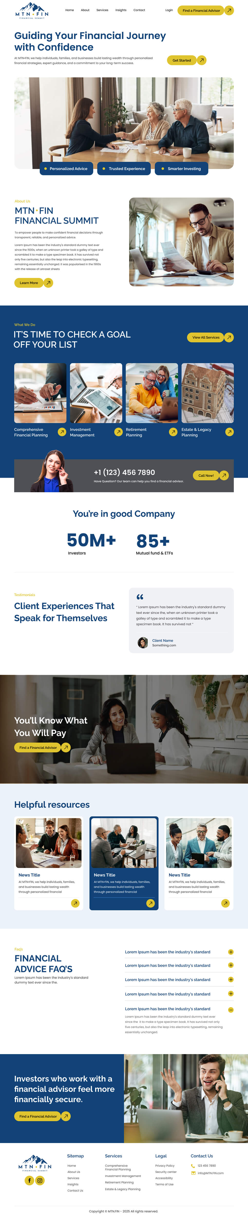 Financial advisors website example by One Eleven Web Design