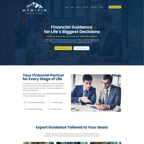 Financial advisor website example by One Eleven Web Design