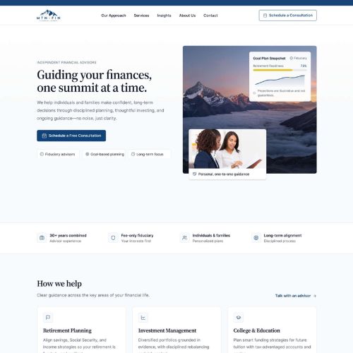 Financial advisor website example by One Eleven Web Design