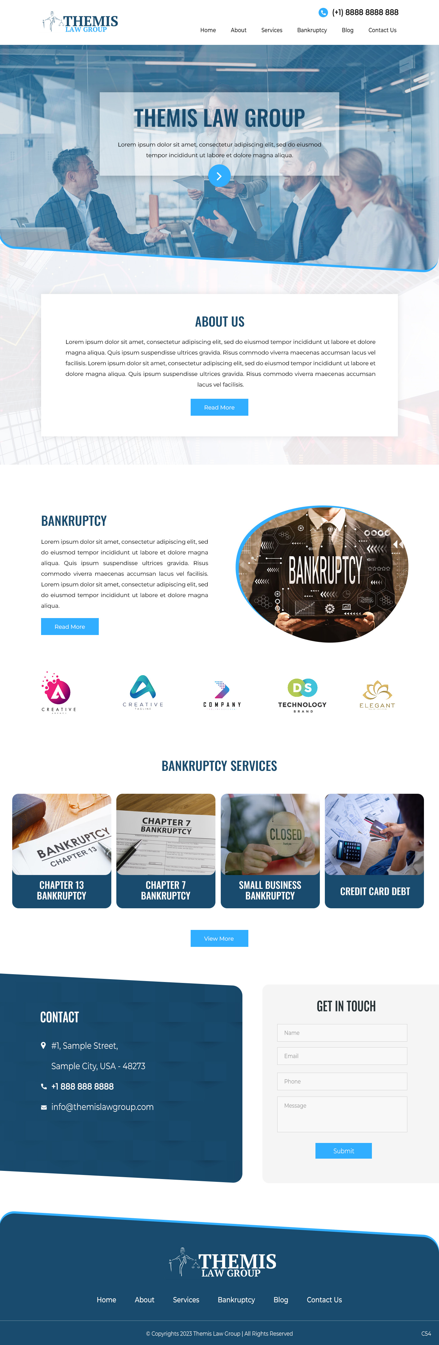 Bankruptcy attorney website example by One Eleven Web Design