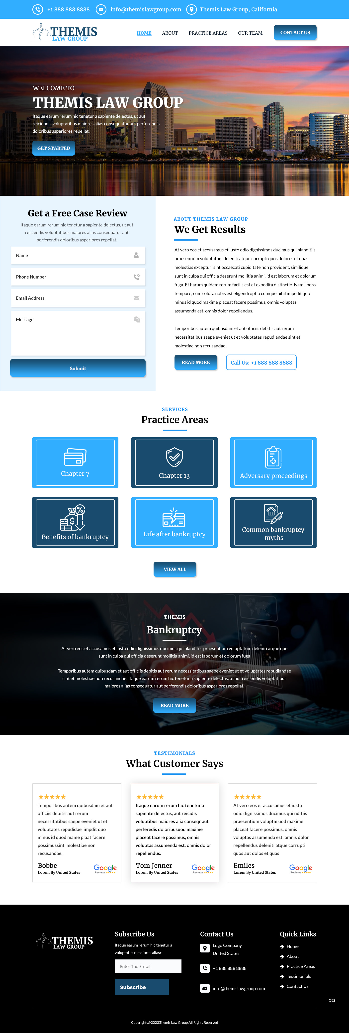 Bankruptcy attorney website example by One Eleven Web Design