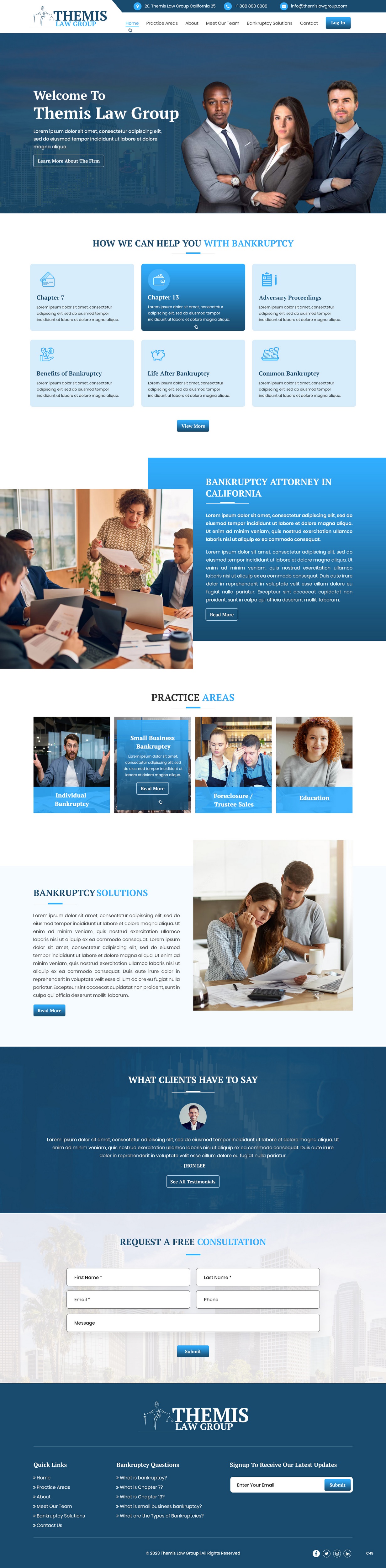 Bankruptcy attorney website example by One Eleven Web Design