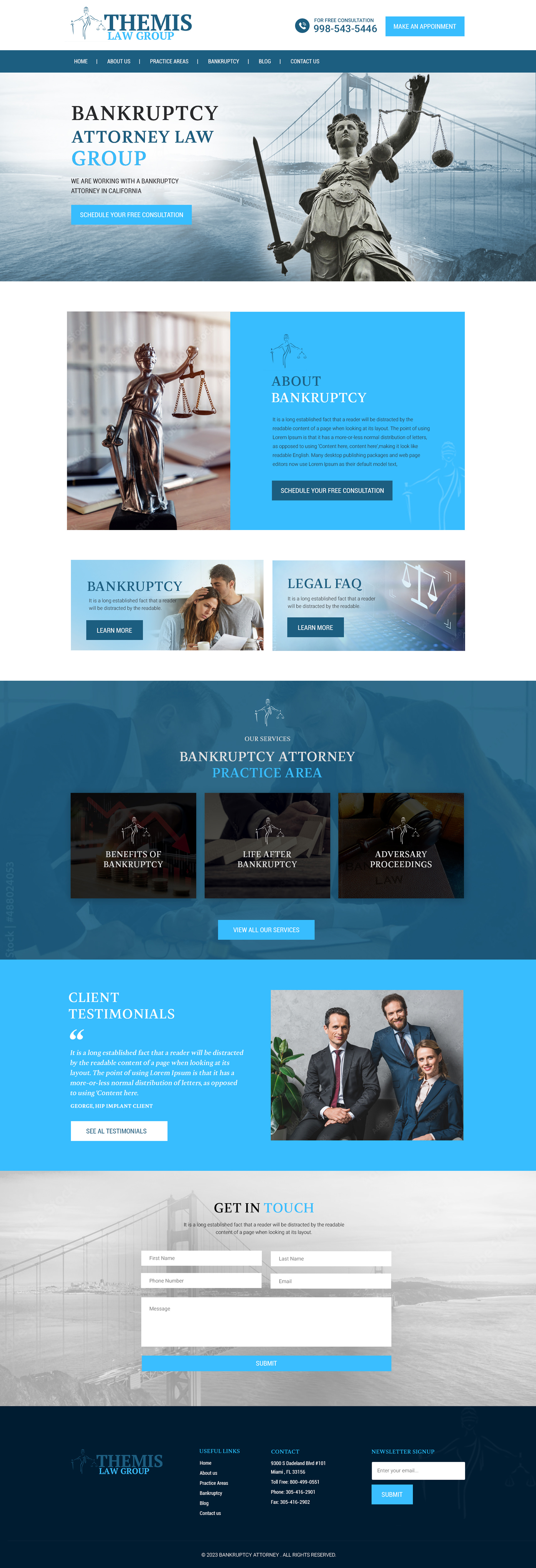 Bankruptcy attorney website example by One Eleven Web Design