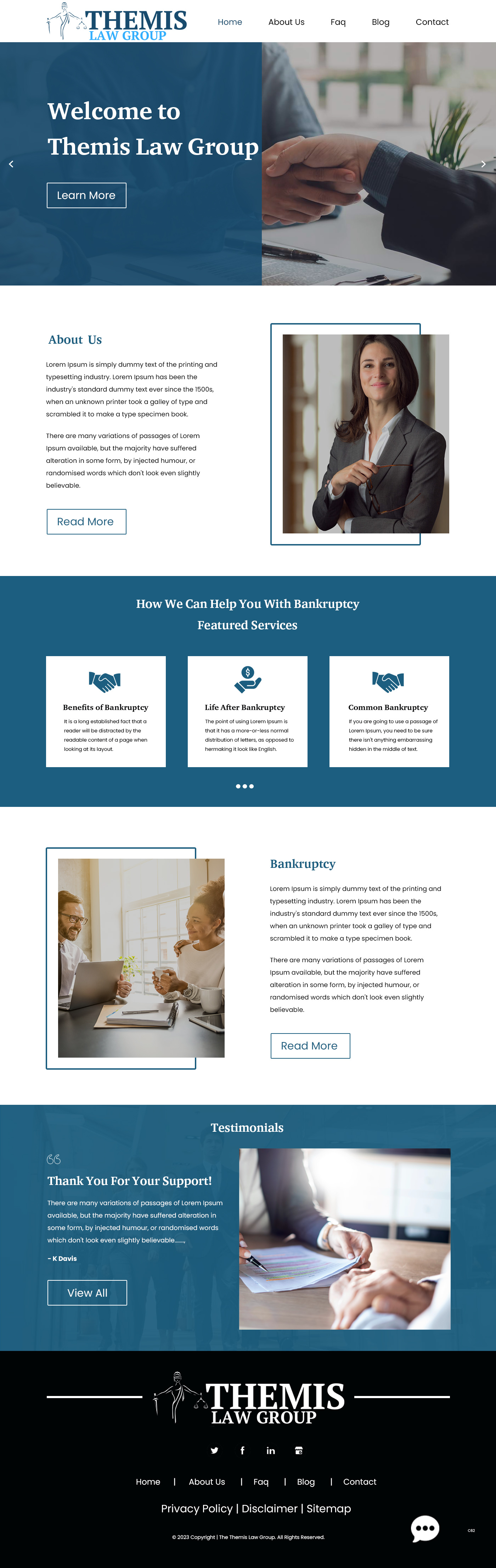 Bankruptcy attorney website example by One Eleven Web Design