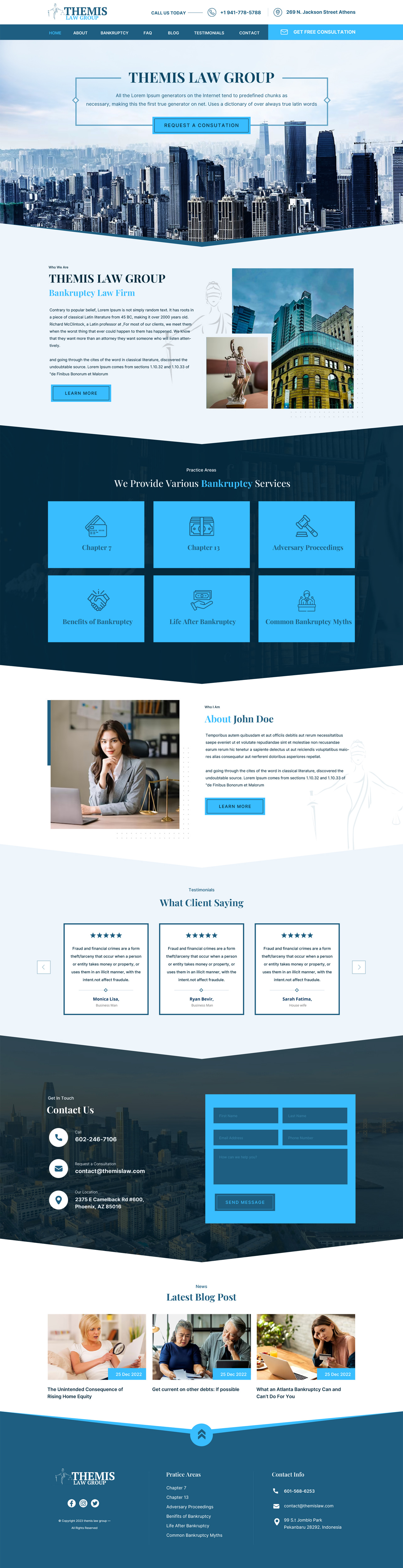 Bankruptcy attorney website example by One Eleven Web Design