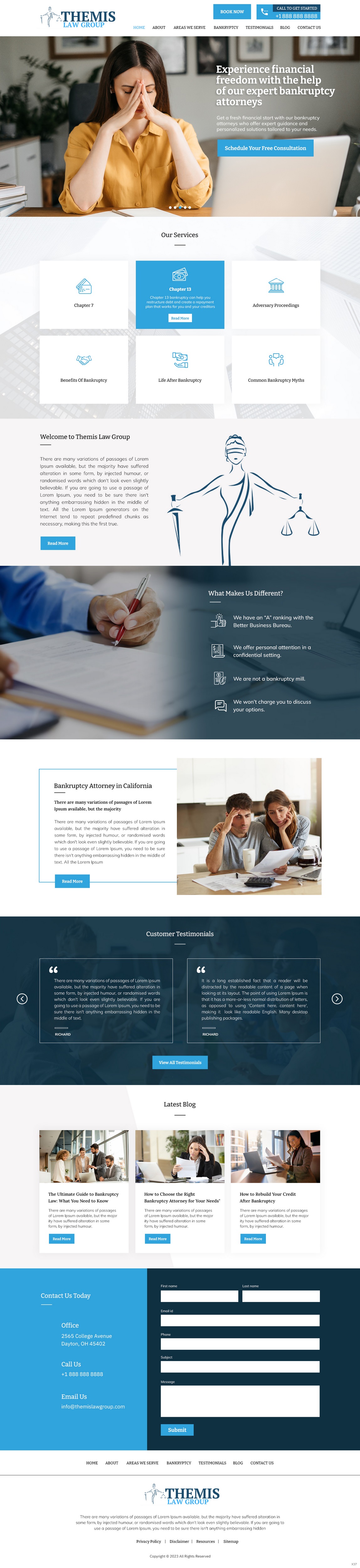 Bankruptcy attorney website example by One Eleven Web Design