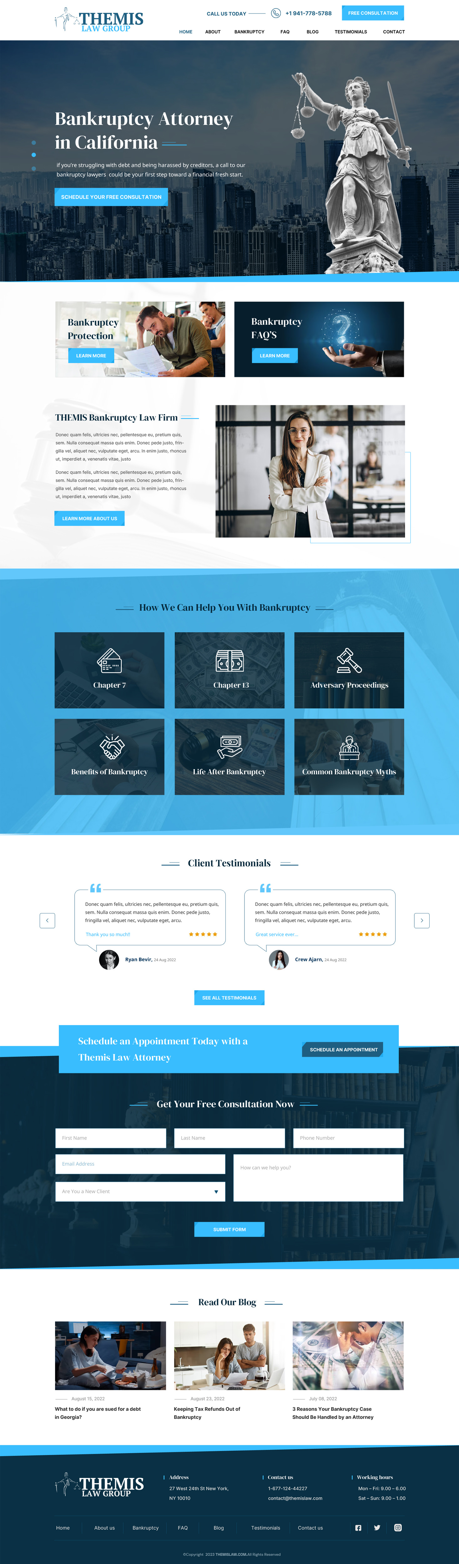 Bankruptcy attorney website example by One Eleven Web Design