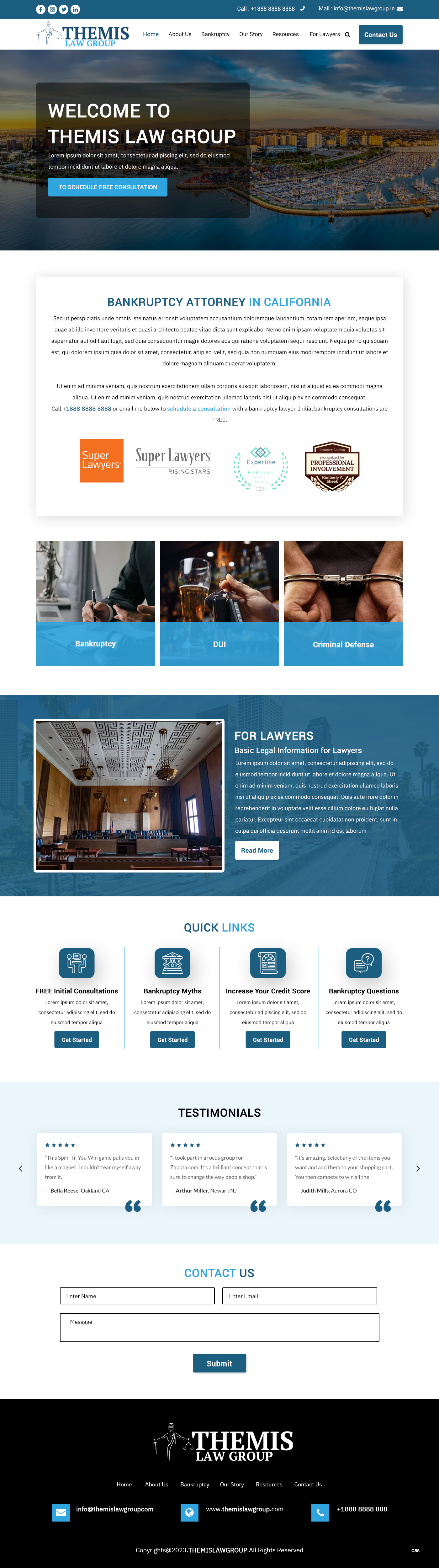 Bankruptcy attorney website example by One Eleven Web Design