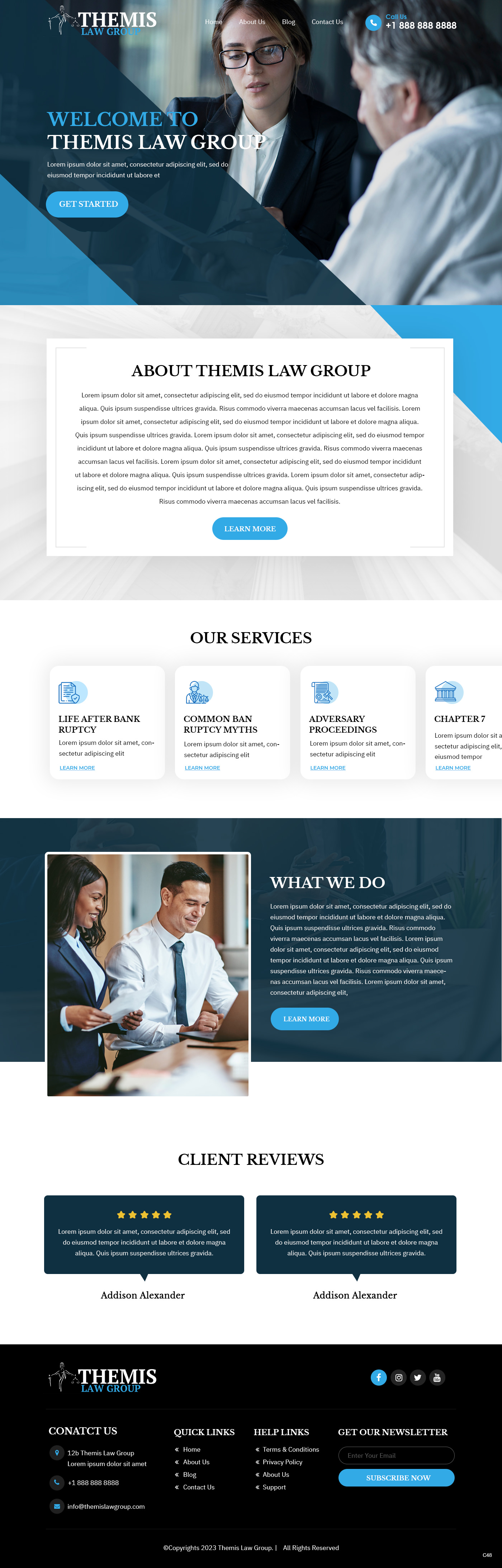 Bankruptcy attorney website example by One Eleven Web Design