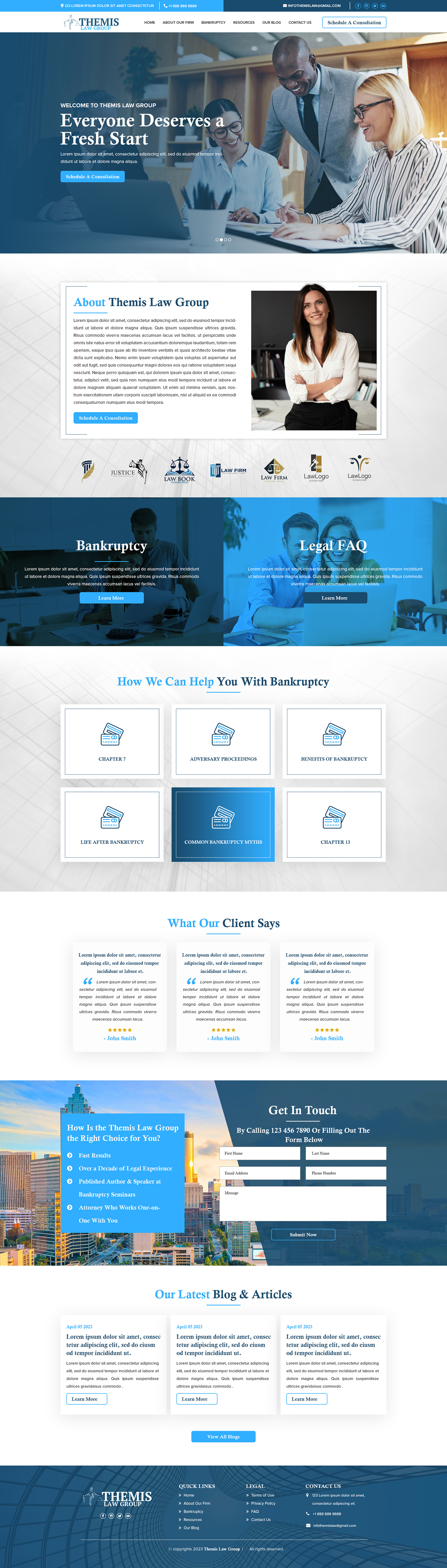 Bankruptcy attorney website example by One Eleven Web Design