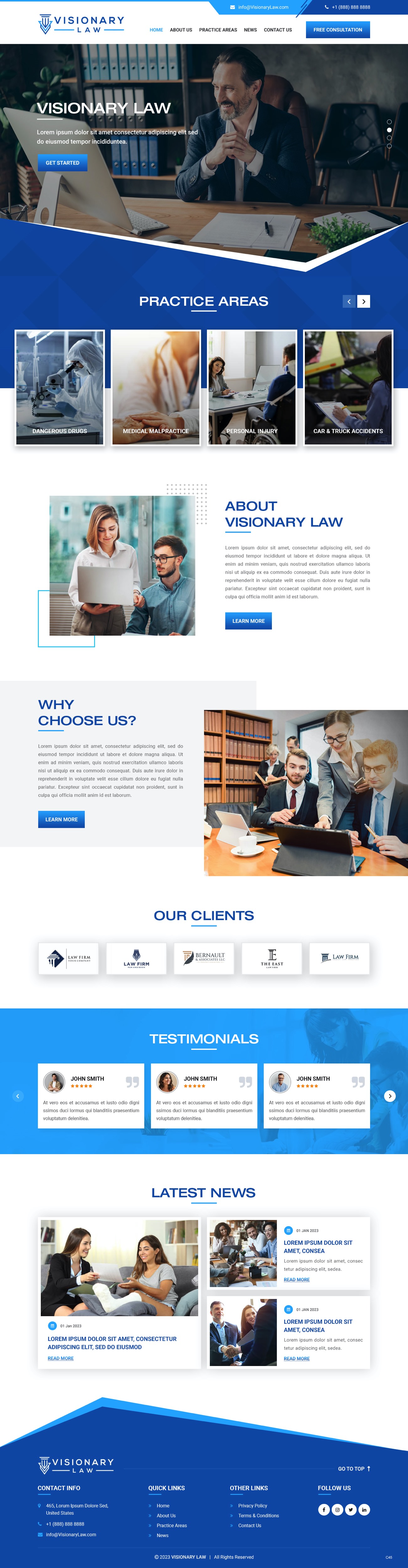 Personal injury attorney website example by One Eleven Web Design