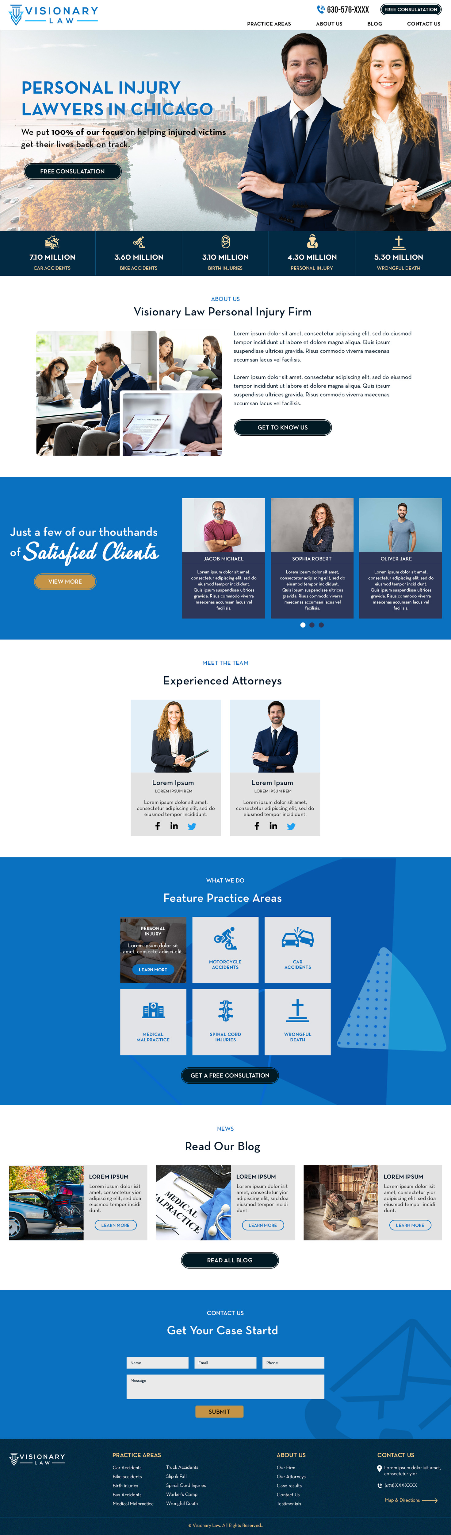Personal injury attorney website example by One Eleven Web Design