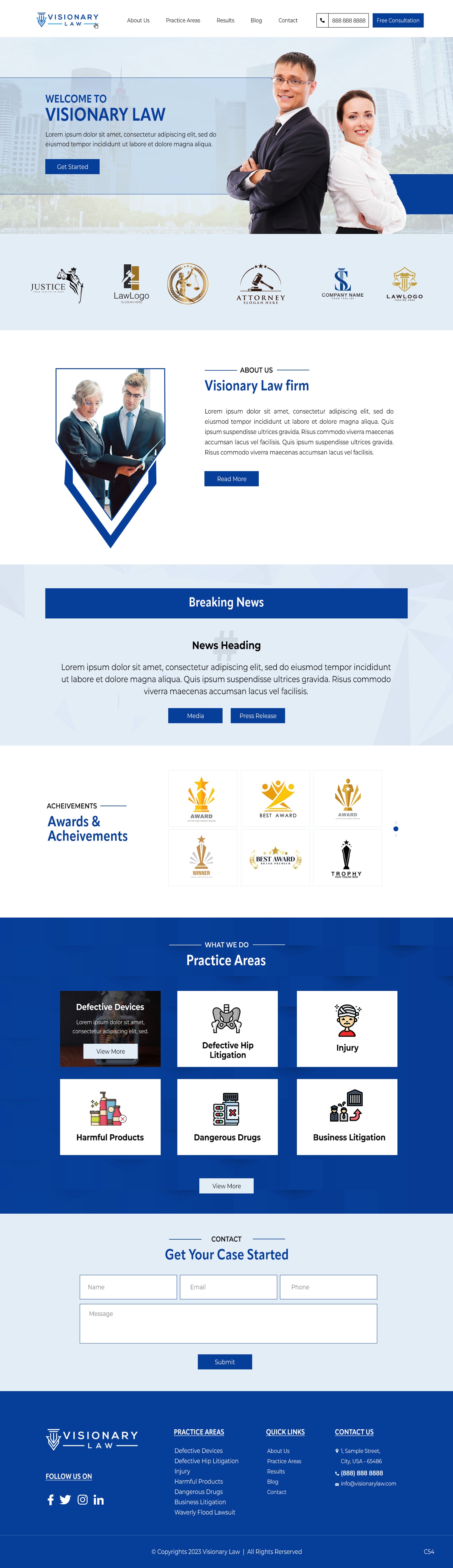 Personal injury attorney website example by One Eleven Web Design