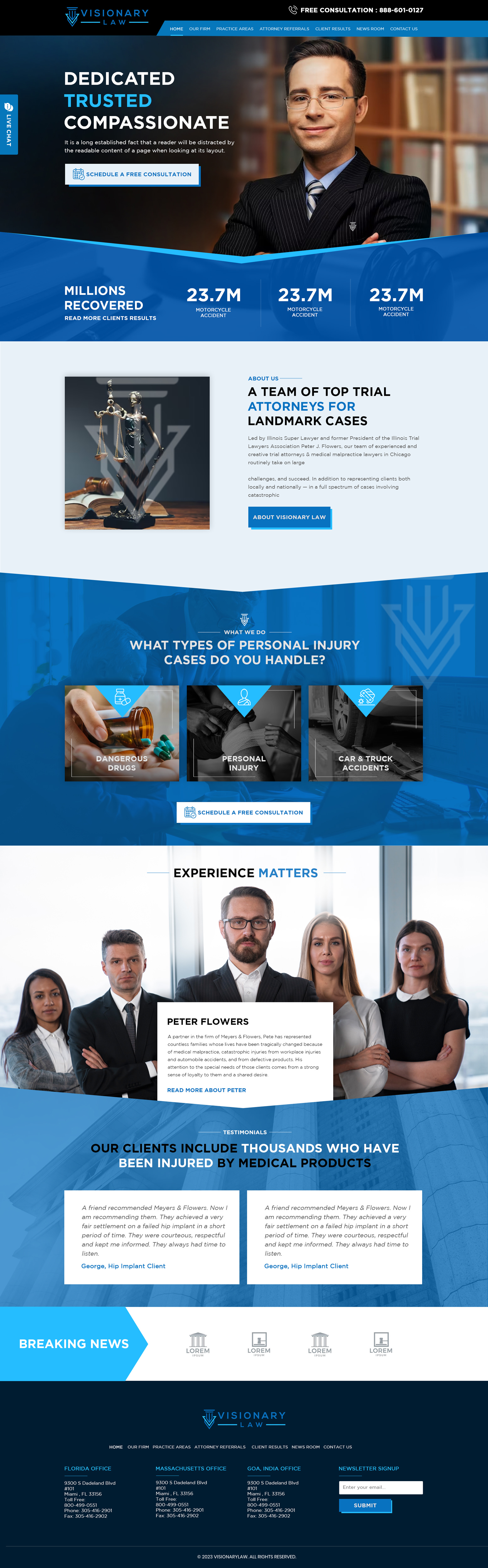Personal injury attorney website example by One Eleven Web Design