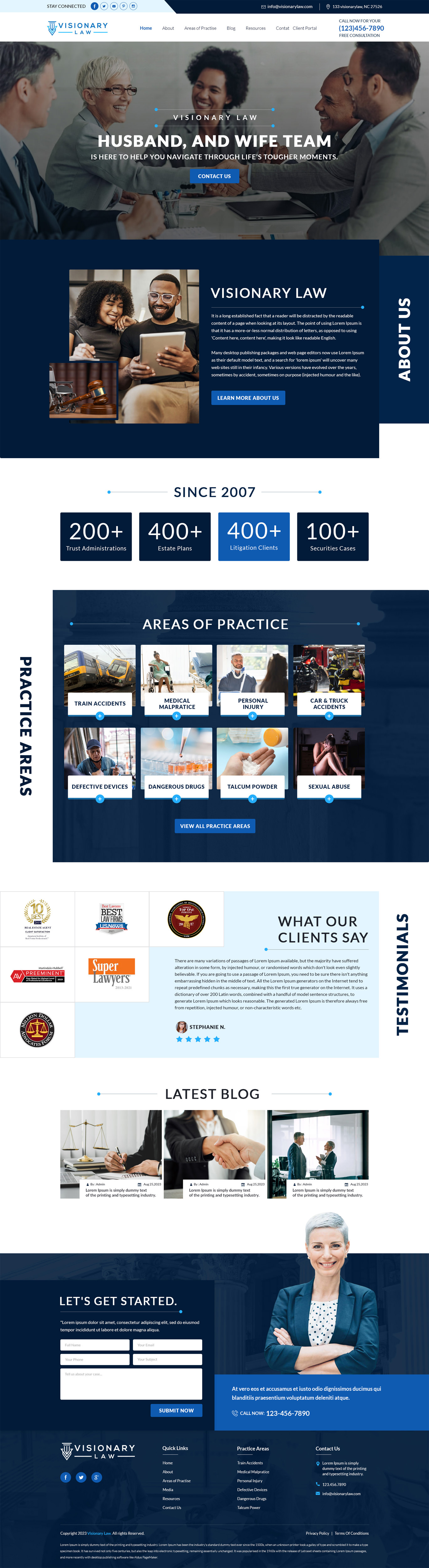 Personal injury attorney website example by One Eleven Web Design