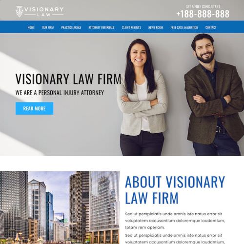 Personal injury attorney website example by One Eleven Web Design