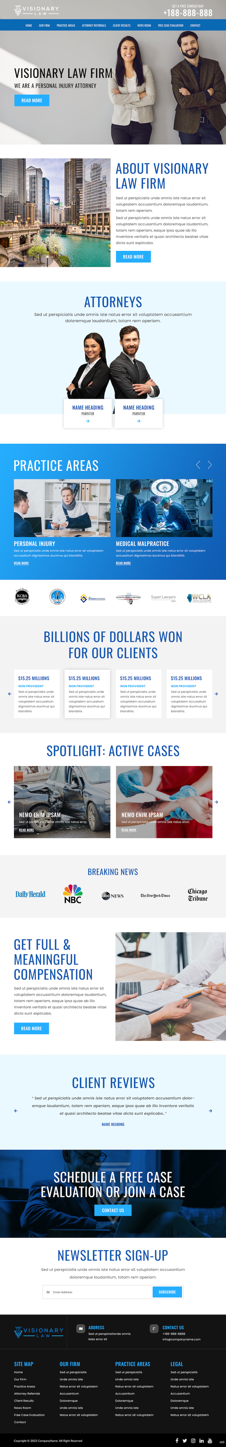 Personal injury attorney website example by One Eleven Web Design