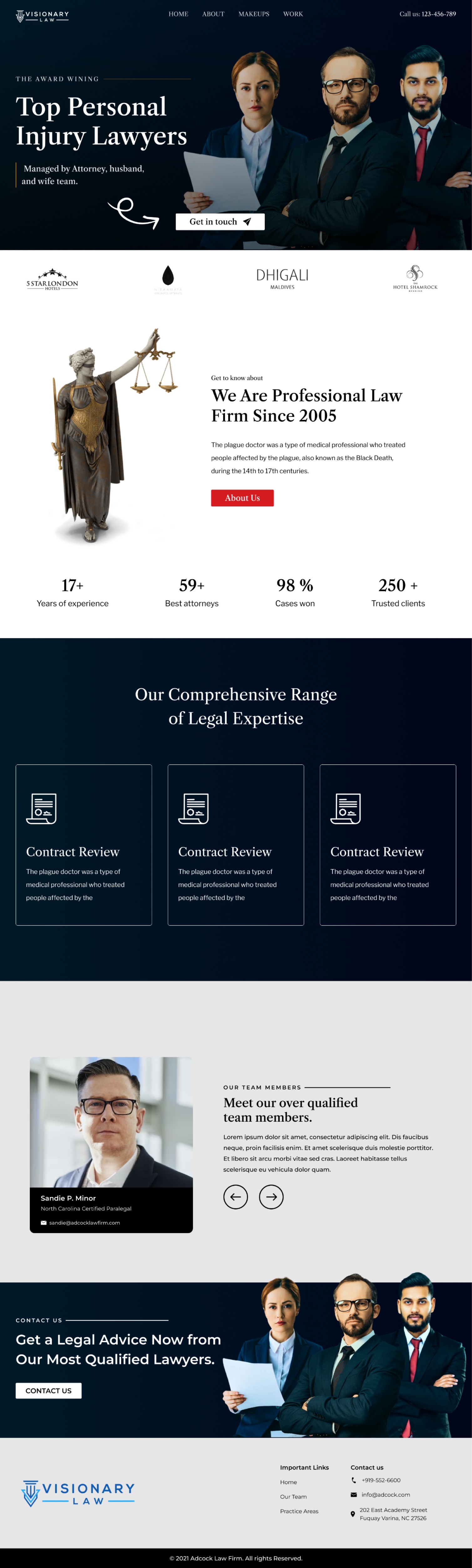 Personal injury attorney website example by One Eleven Web Design