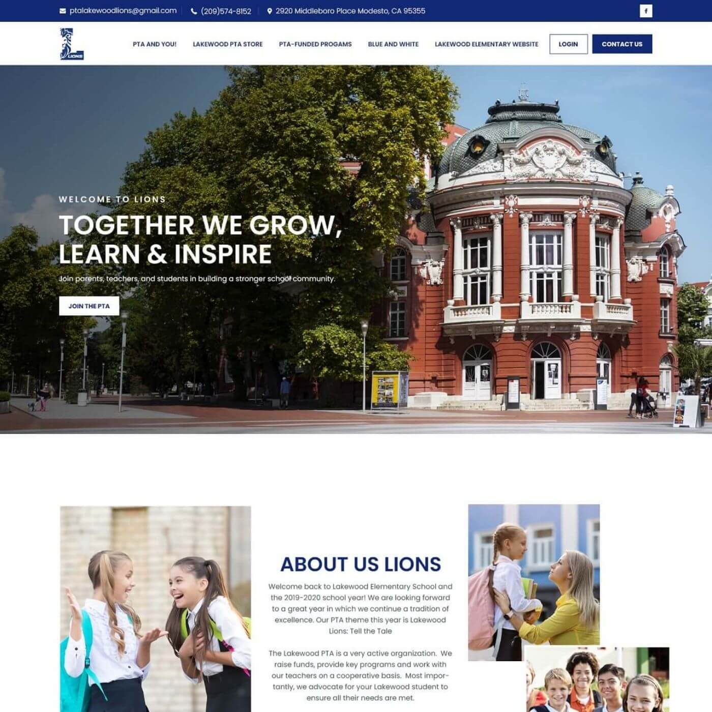 Parent teacher association website example by One Eleven Web Design