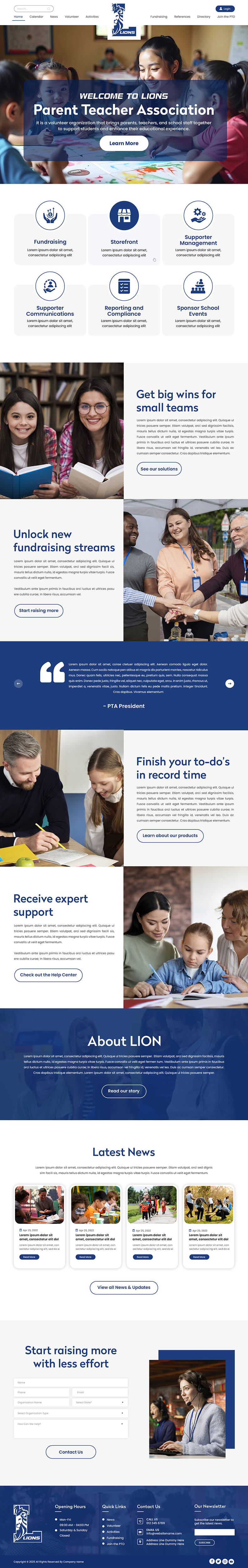 Parent teacher association website example by One Eleven Web Design