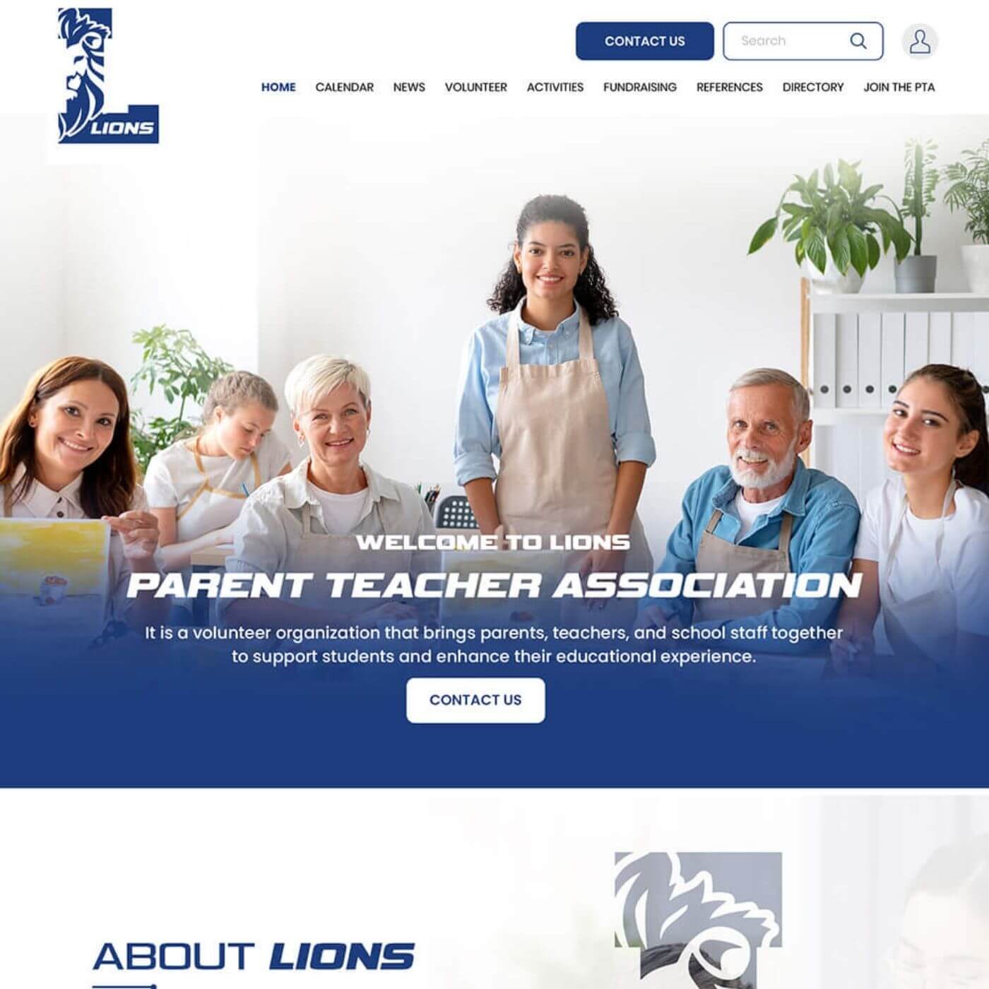 Parent teacher association website example by One Eleven Web Design