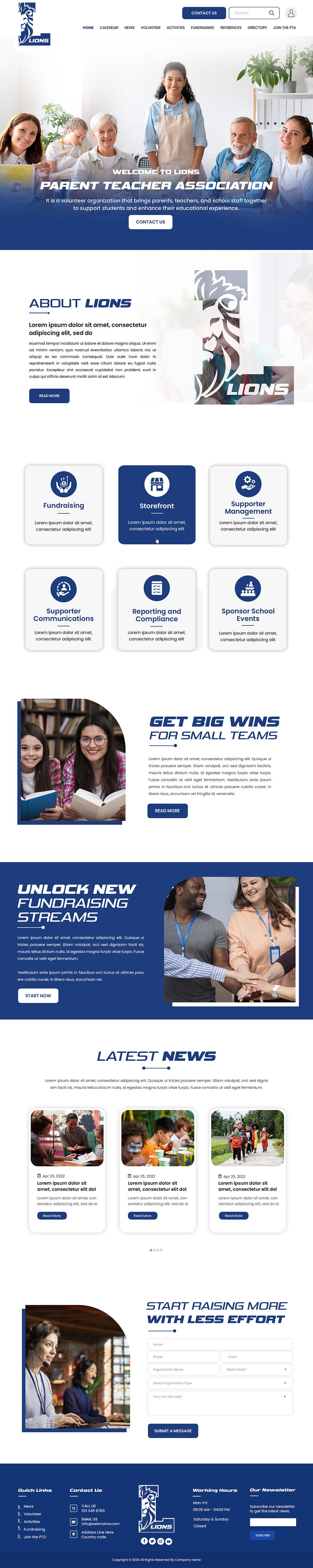 Parent teacher association website example by One Eleven Web Design