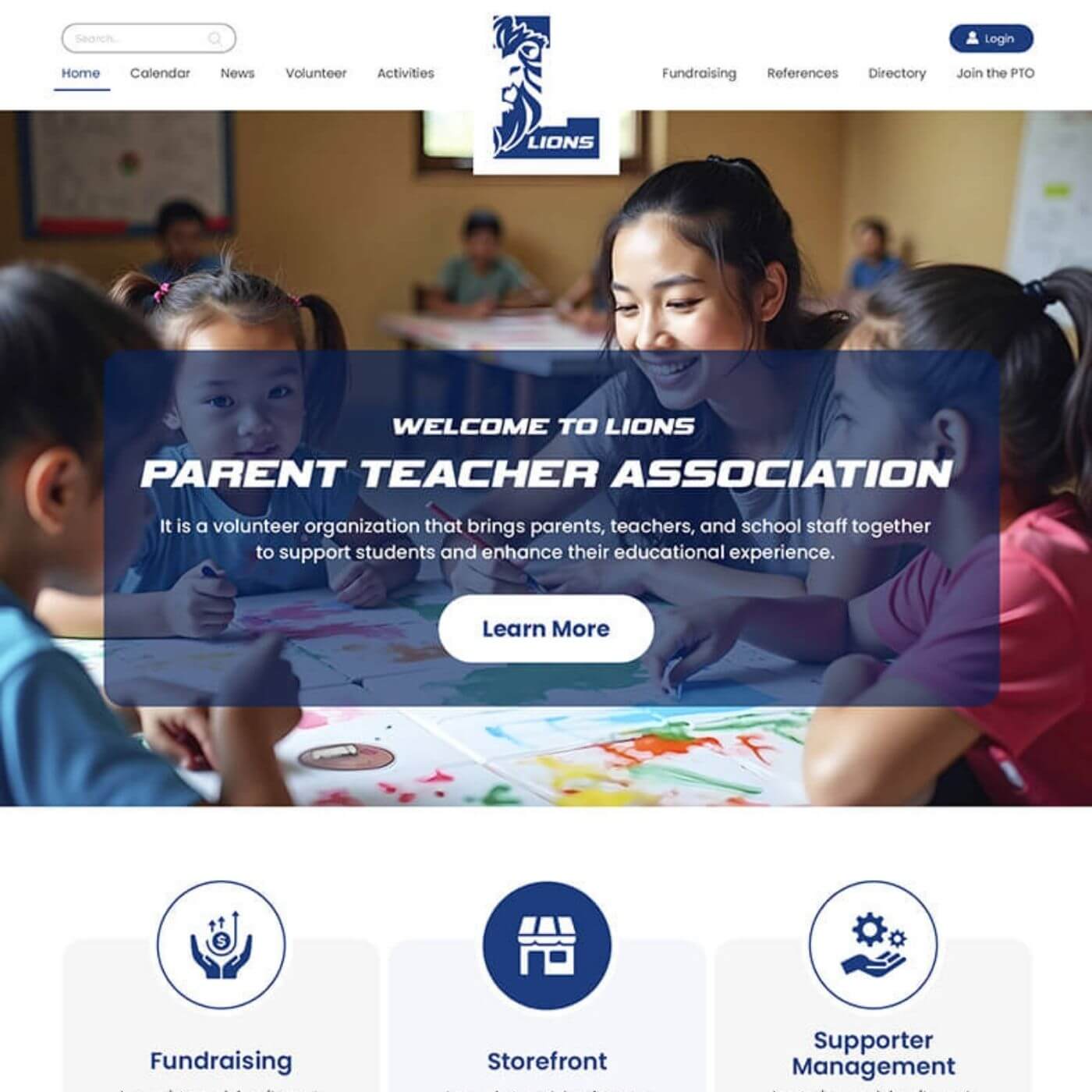 Parent teacher association website example by One Eleven Web Design