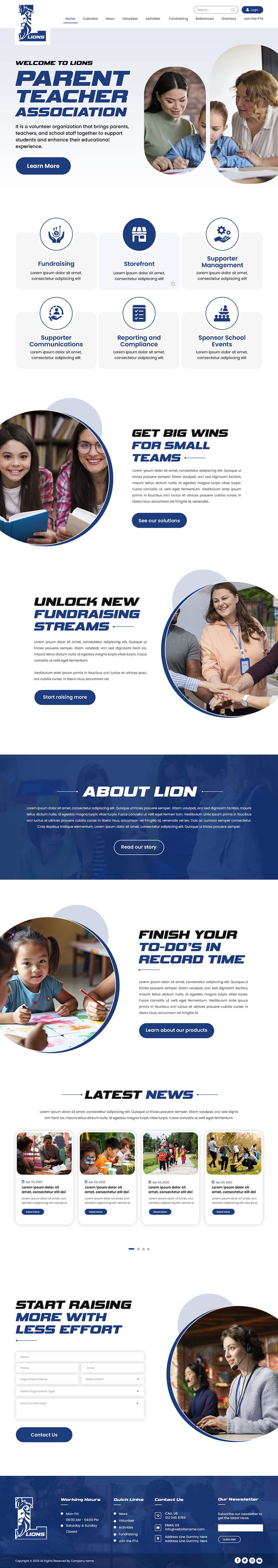 Parent teacher association website example by One Eleven Web Design