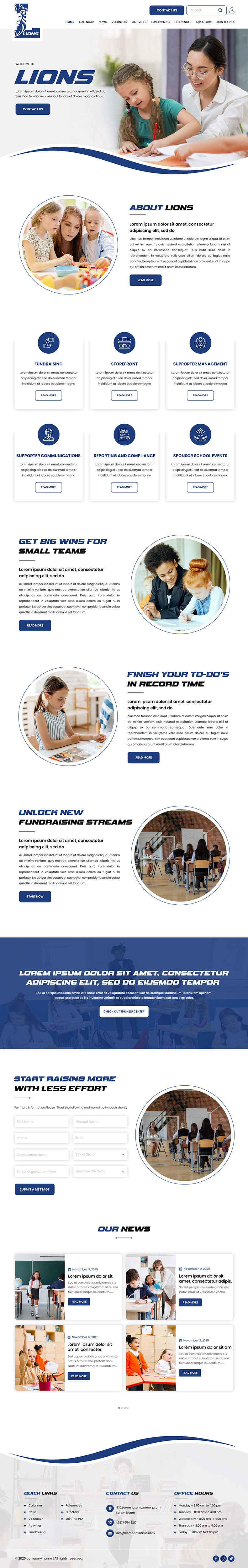 Parent teacher association website example by One Eleven Web Design