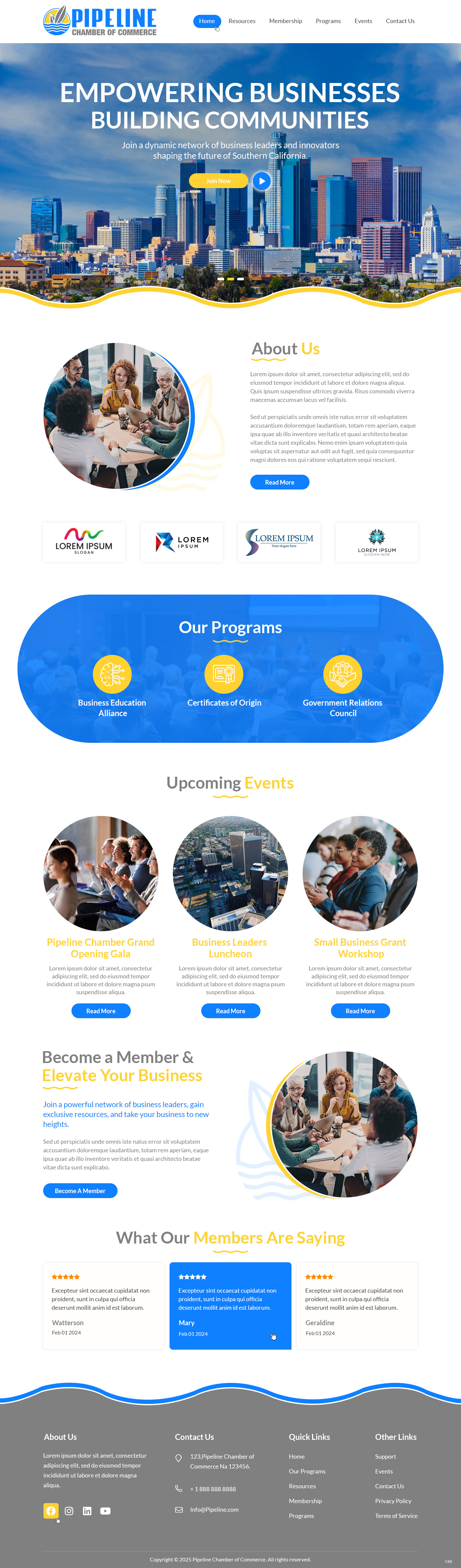 Chamber of commerce website example by One Eleven Web Design