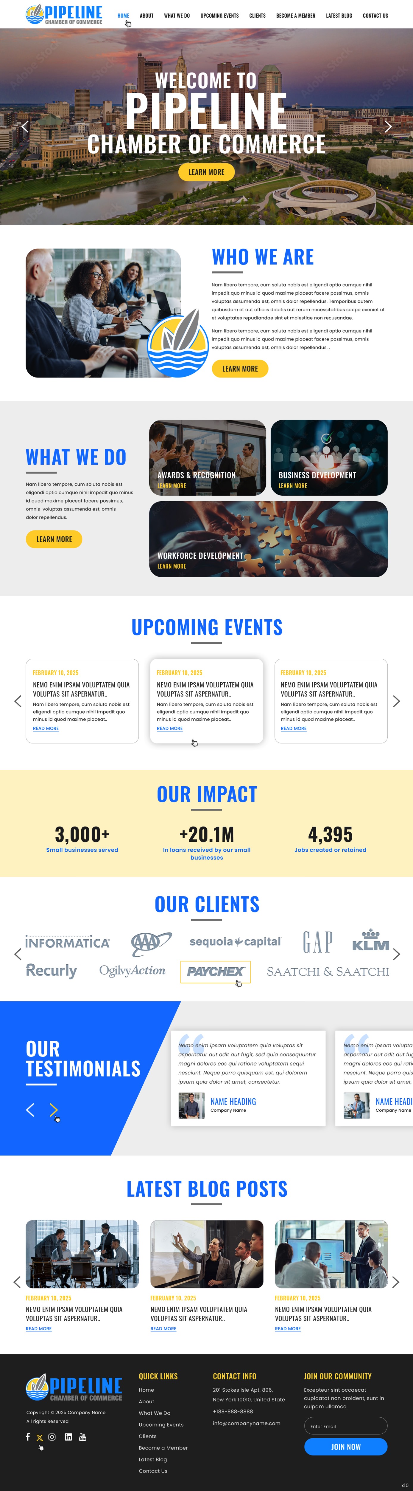 Chamber of commerce website example by One Eleven Web Design