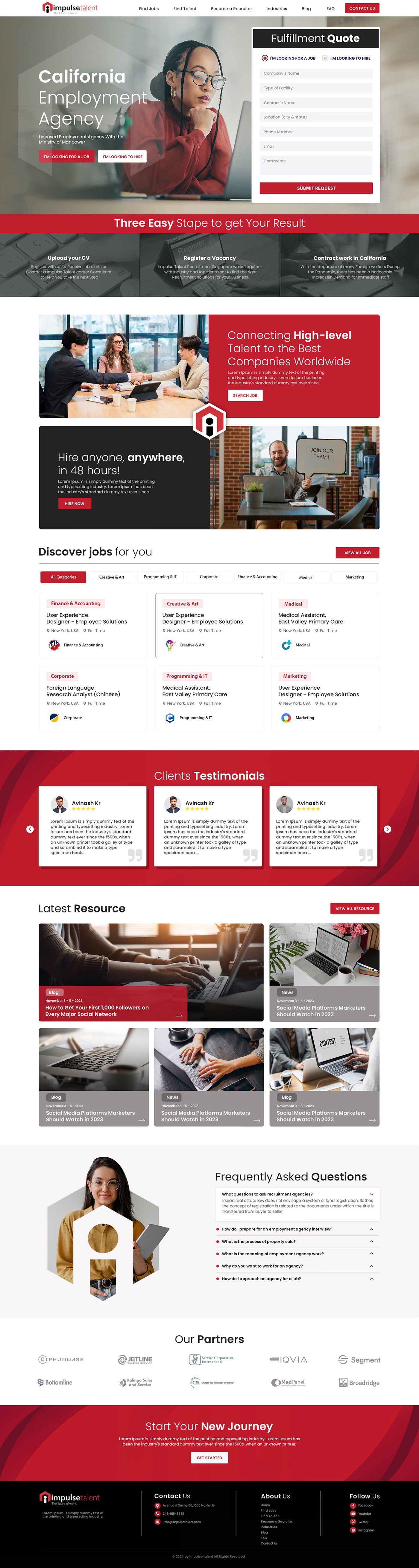 Employment agency website example by One Eleven Web Design