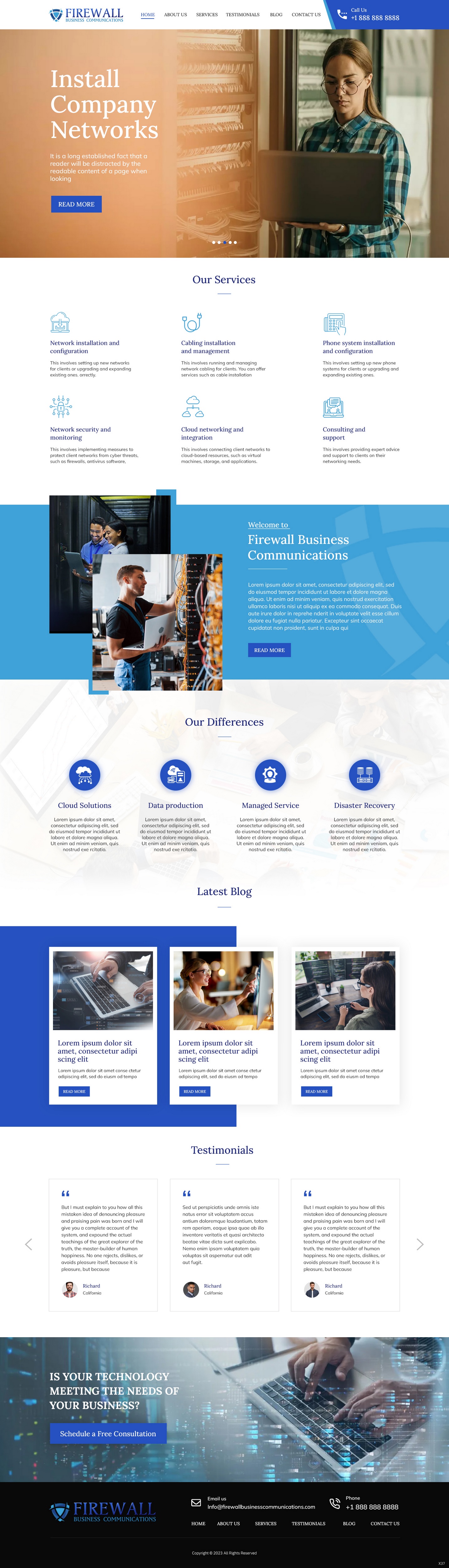 IT and networking service provider website example by One Eleven Web Design