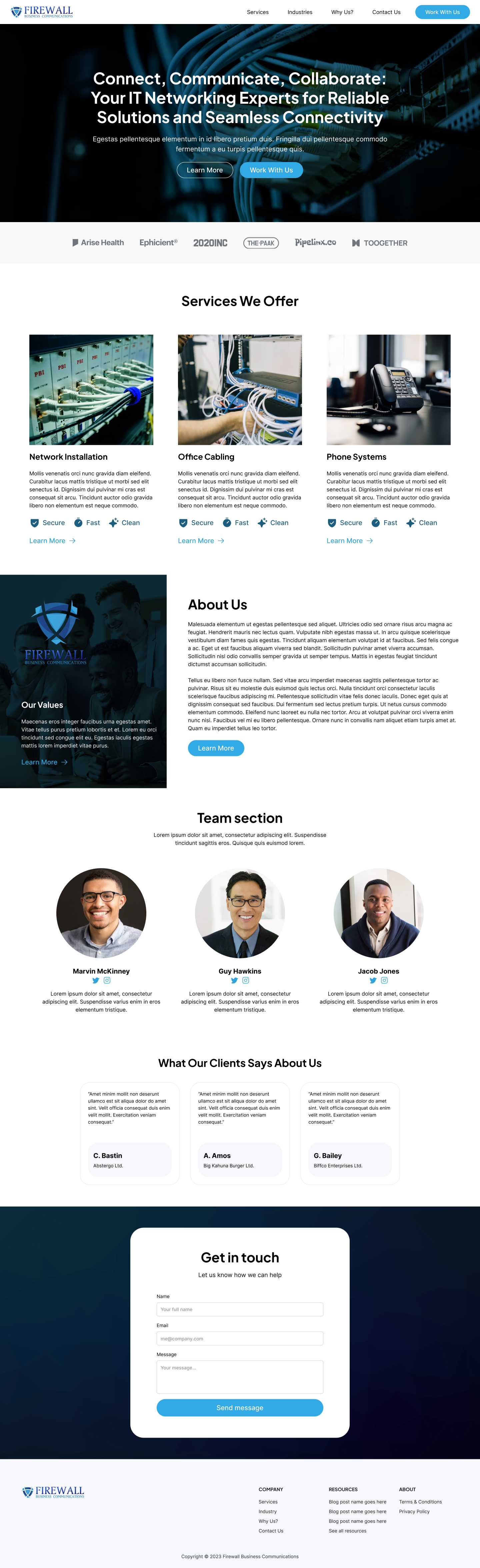 IT and networking service provider website example by One Eleven Web Design